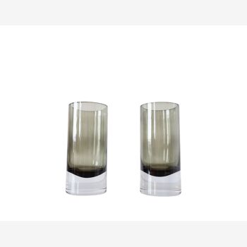 Pair of vases smoked glass roll, 1970