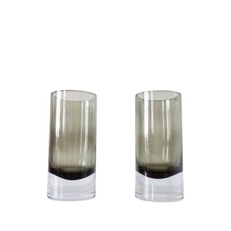 Pair of vases smoked glass roll, 1970