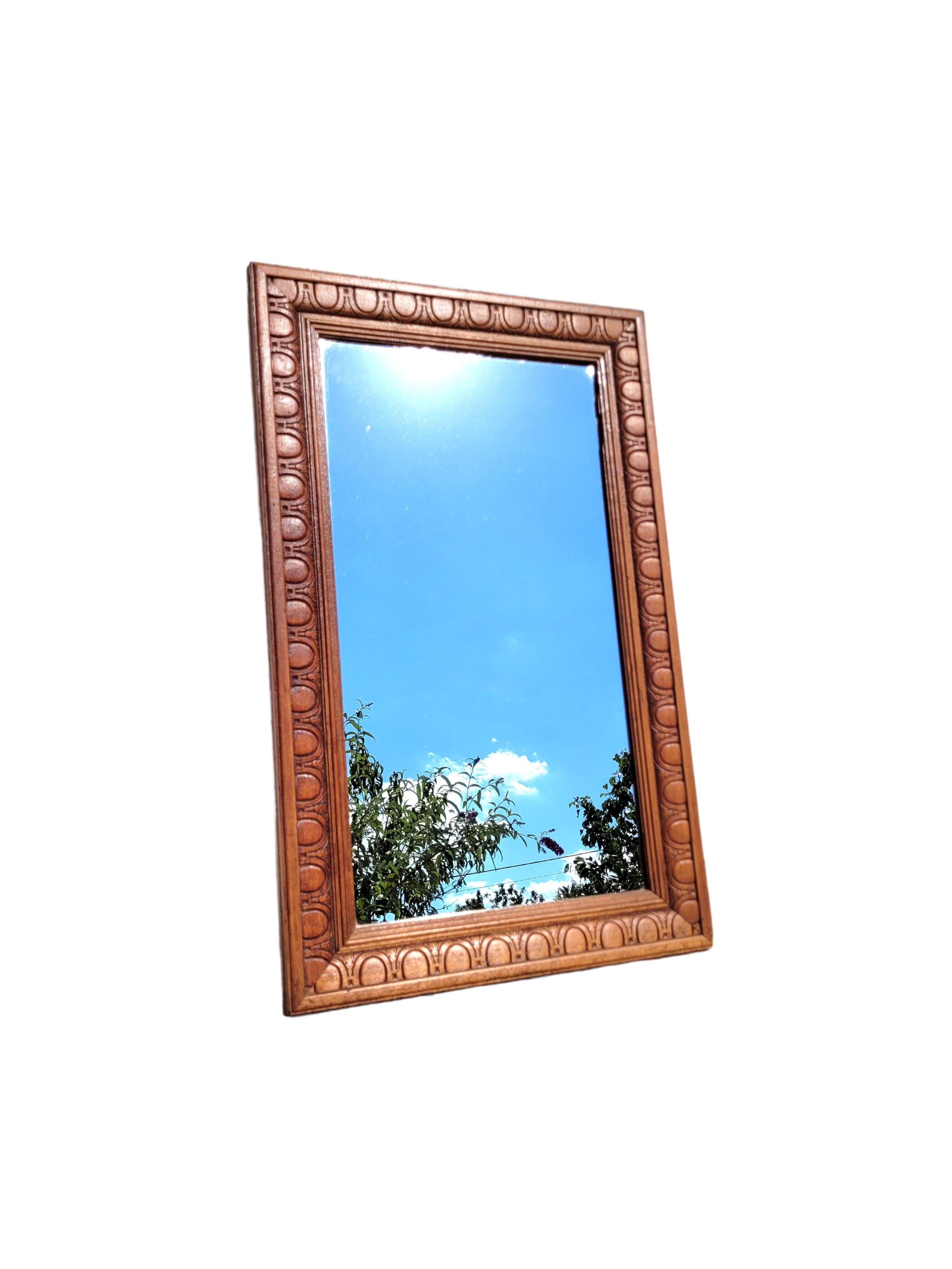 Vintage mirror ethnic wood, 60x37 cm