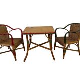 Ensemble table et fauteuils salon en rotin enfants