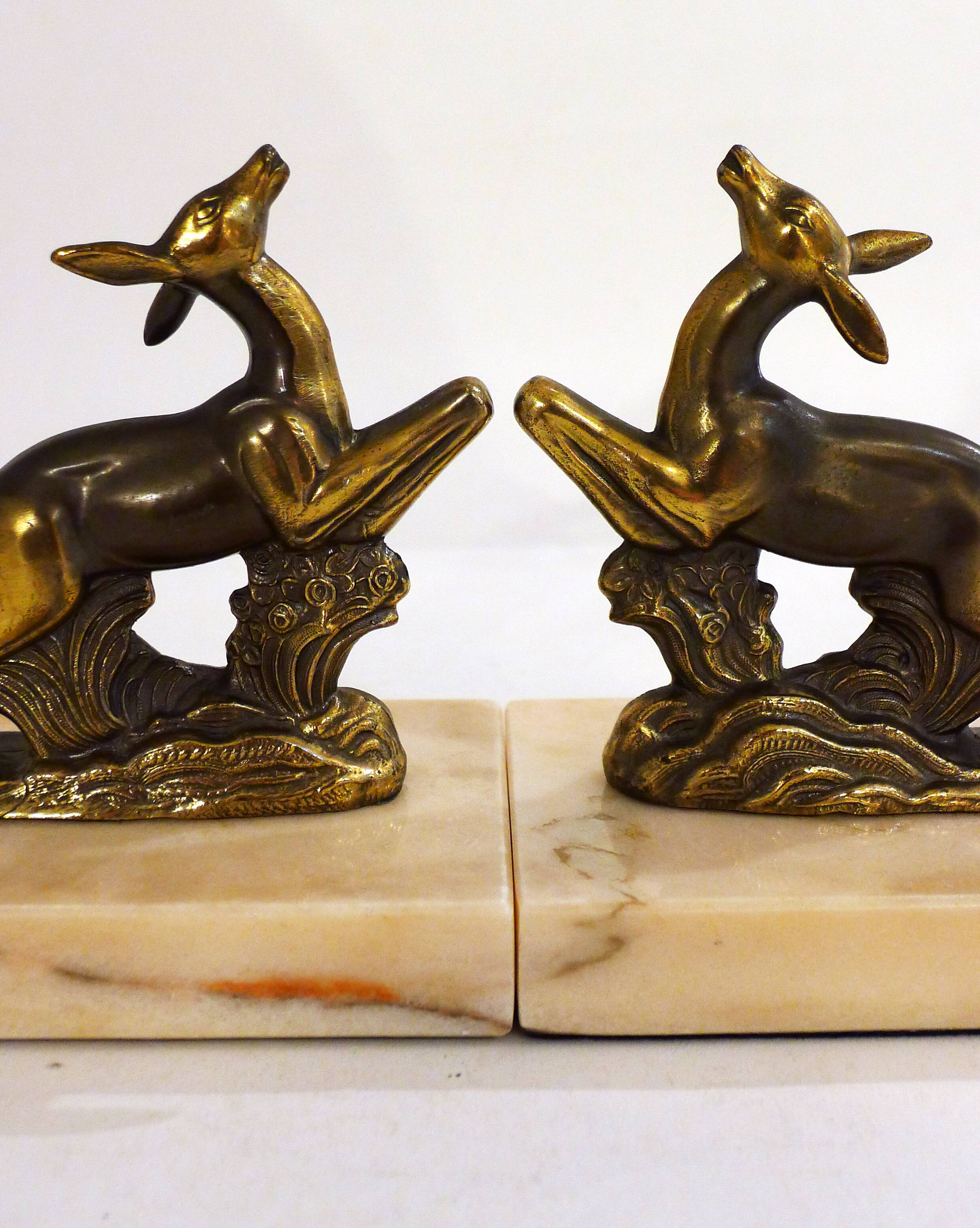 Pair of Art Deco deer book greenhouses