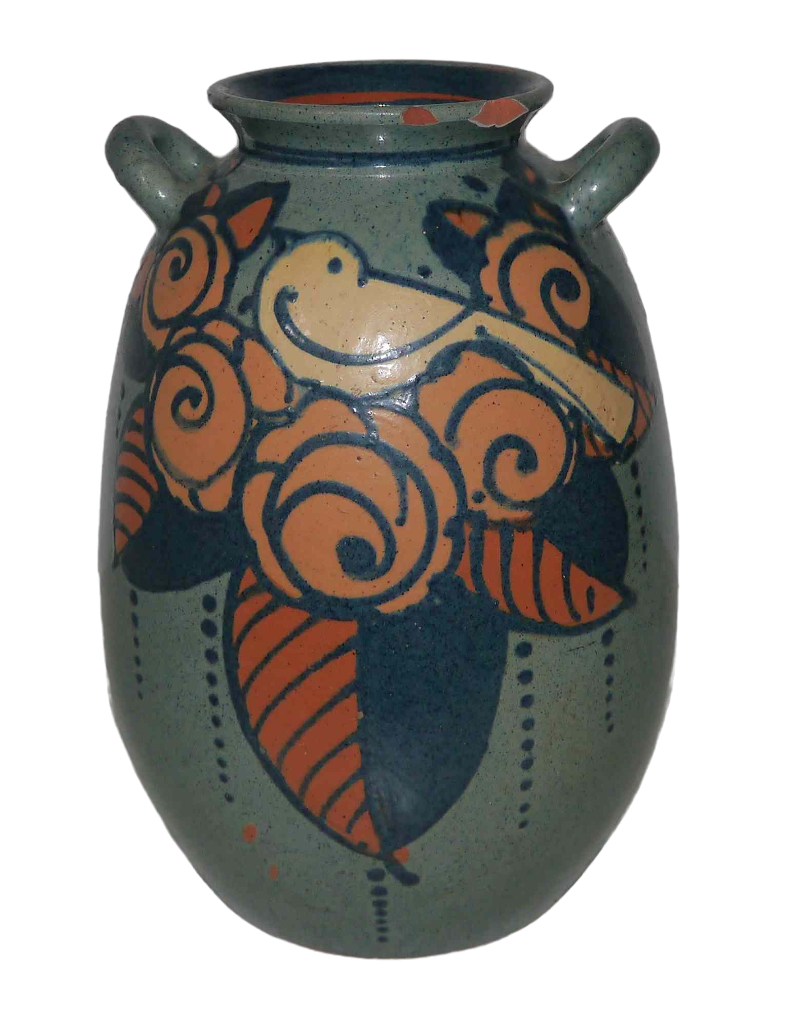 Old terracotta vase enamelled art nouveau "Paul Jacquet"