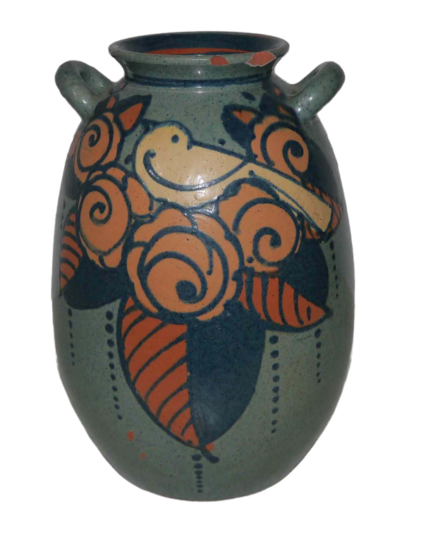 Vase ancien en terre cuite émaillée  art nouveau  « Paul Jacquet »