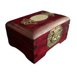 Jewel box, jade, brass, mahogany, china