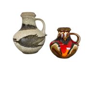 Set of Two Pottery Fat Lava Vases "Multi-Color" by Scheurich, Germany, 1970s