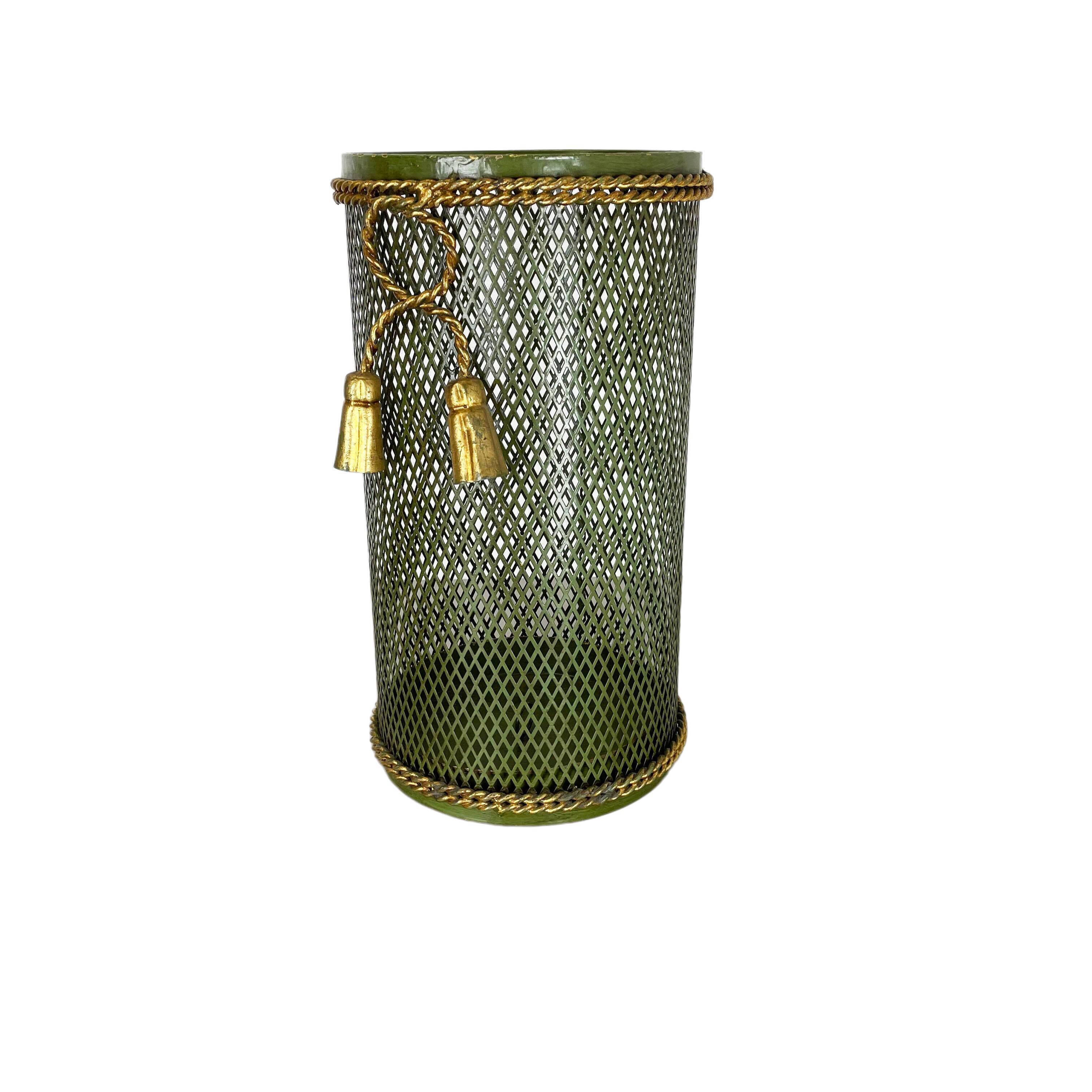 Hollywood Regency Gilded Metal Umbrella Stand by Li Puma, Firenze, Italy, 1950s