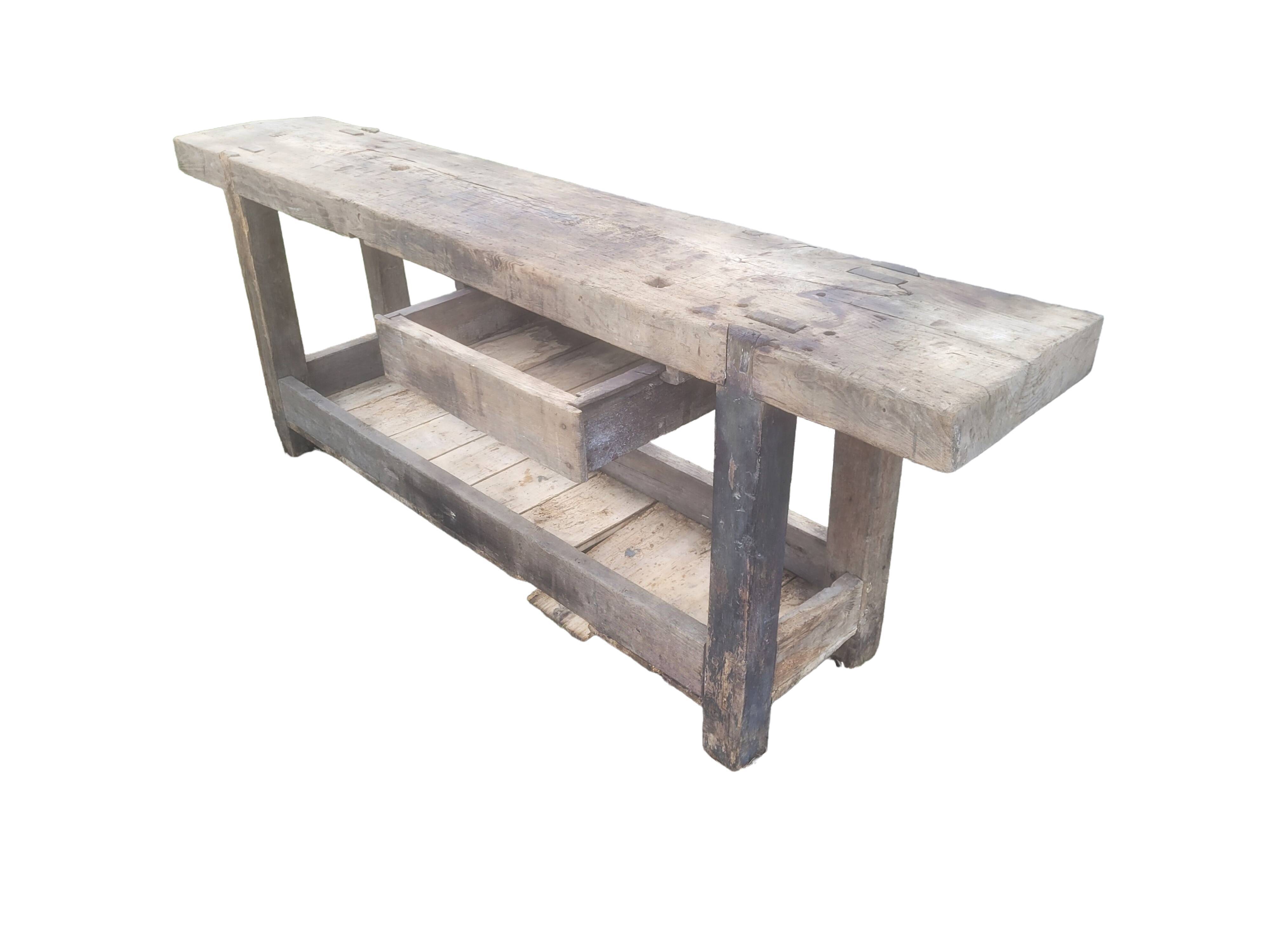 Old piece of furniture by trade, wooden carpenter's establishment