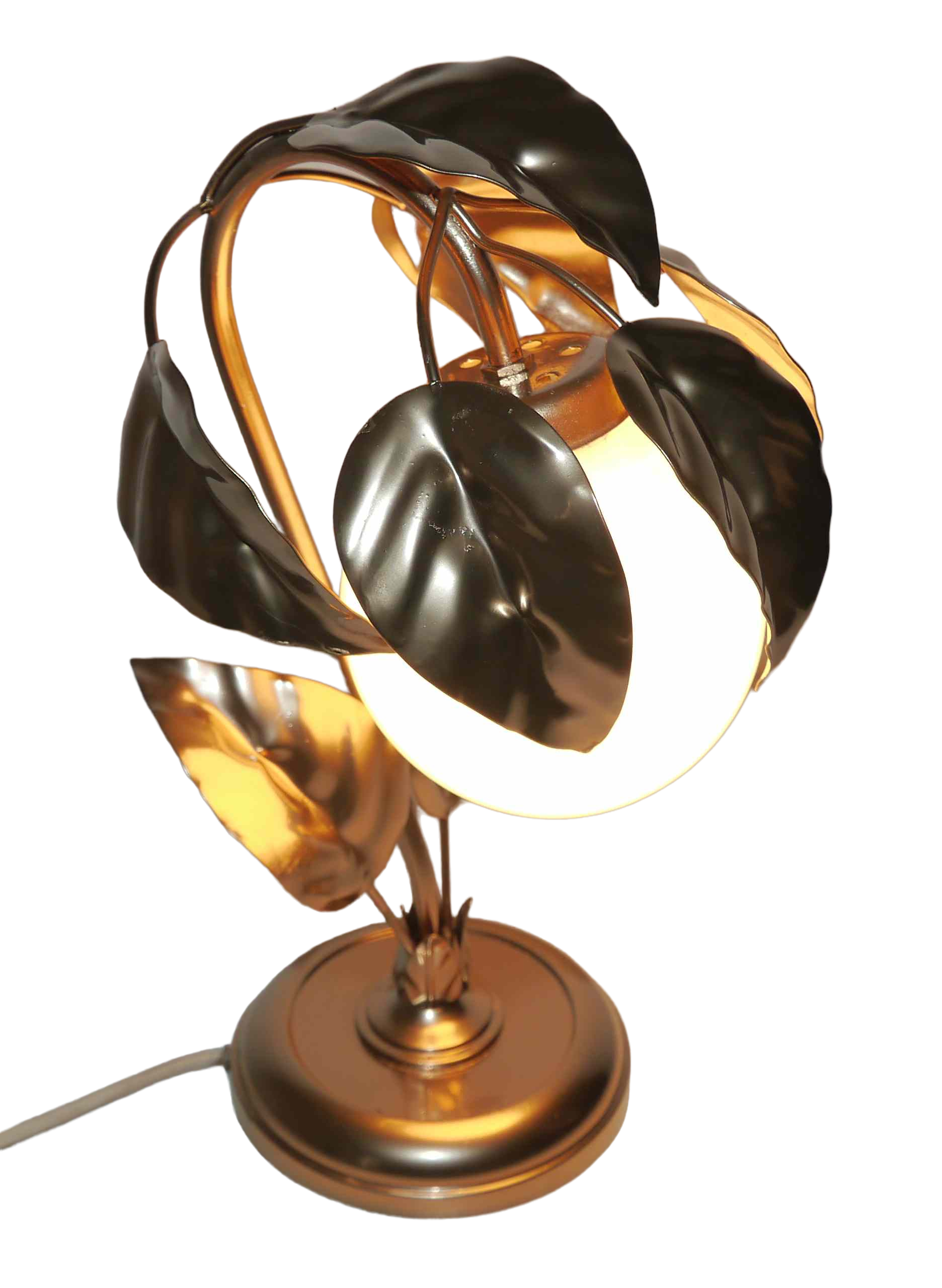 Vintage lamp or night light flowers metal and opaline L-- 70's years