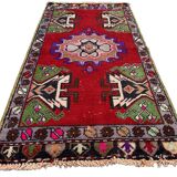 Small Vintage Turkish Rug 110x55 cm, Short Runner, Tribal, Shabby Chic