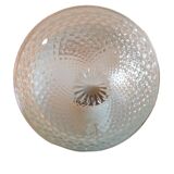 Round ceiling lamp in structured glass/vintage 60s-70s