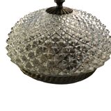 Ceiling lamp silver brass and glass 1950