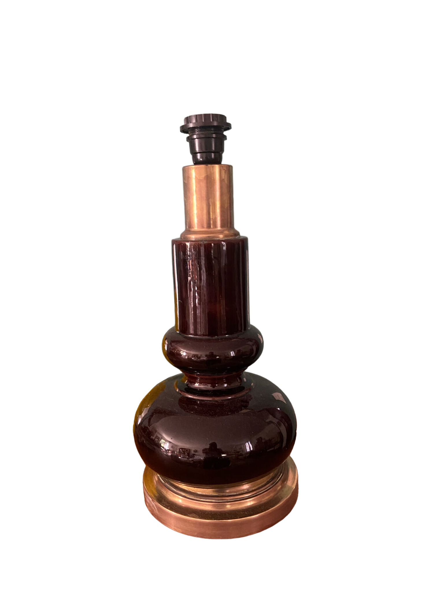 Pied de lampe en céramique et laiton années 70