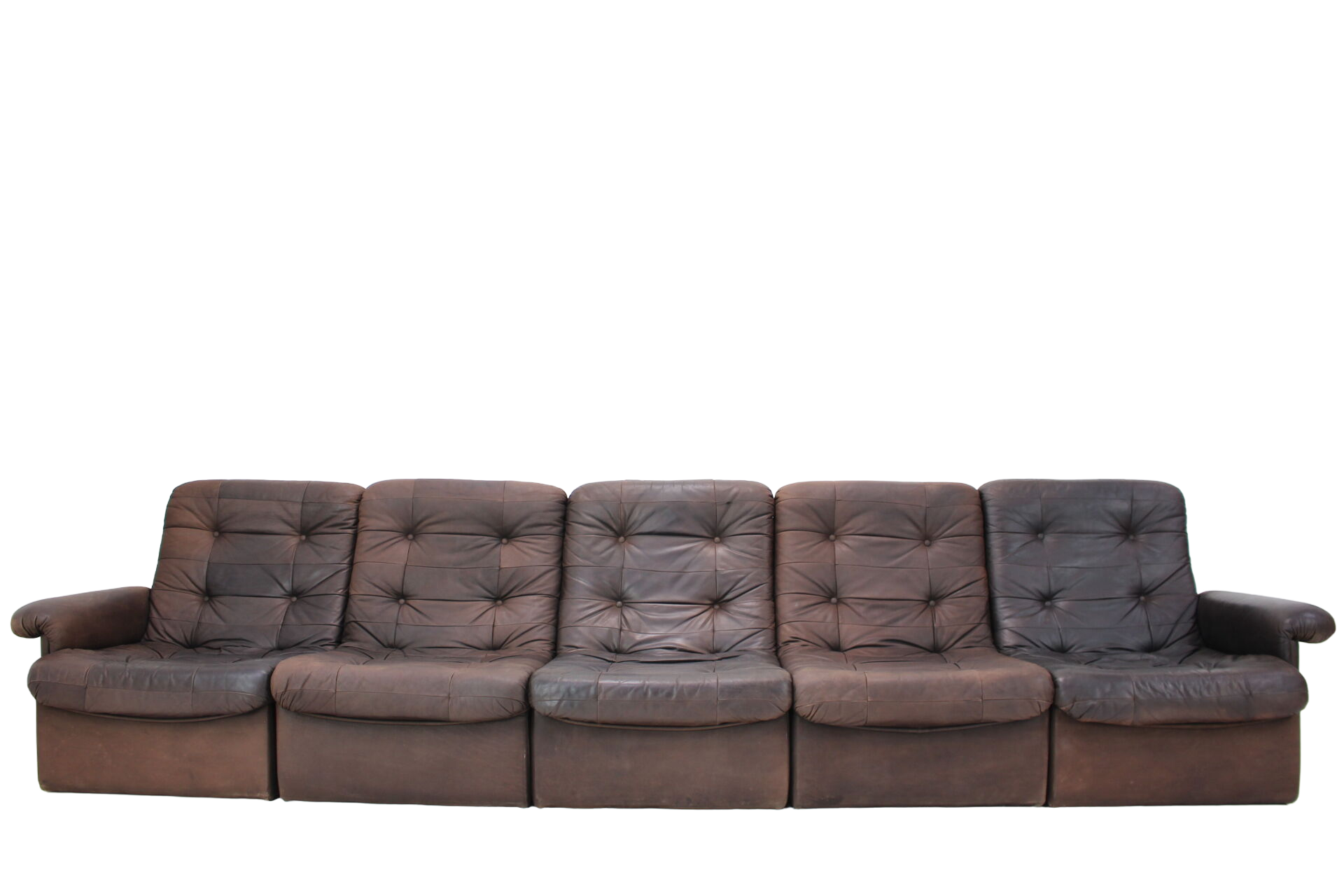 1980s Leather Modular Five Seater Sofa