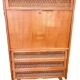 Vintage secretary in lacquered wood and rattan with compass feet