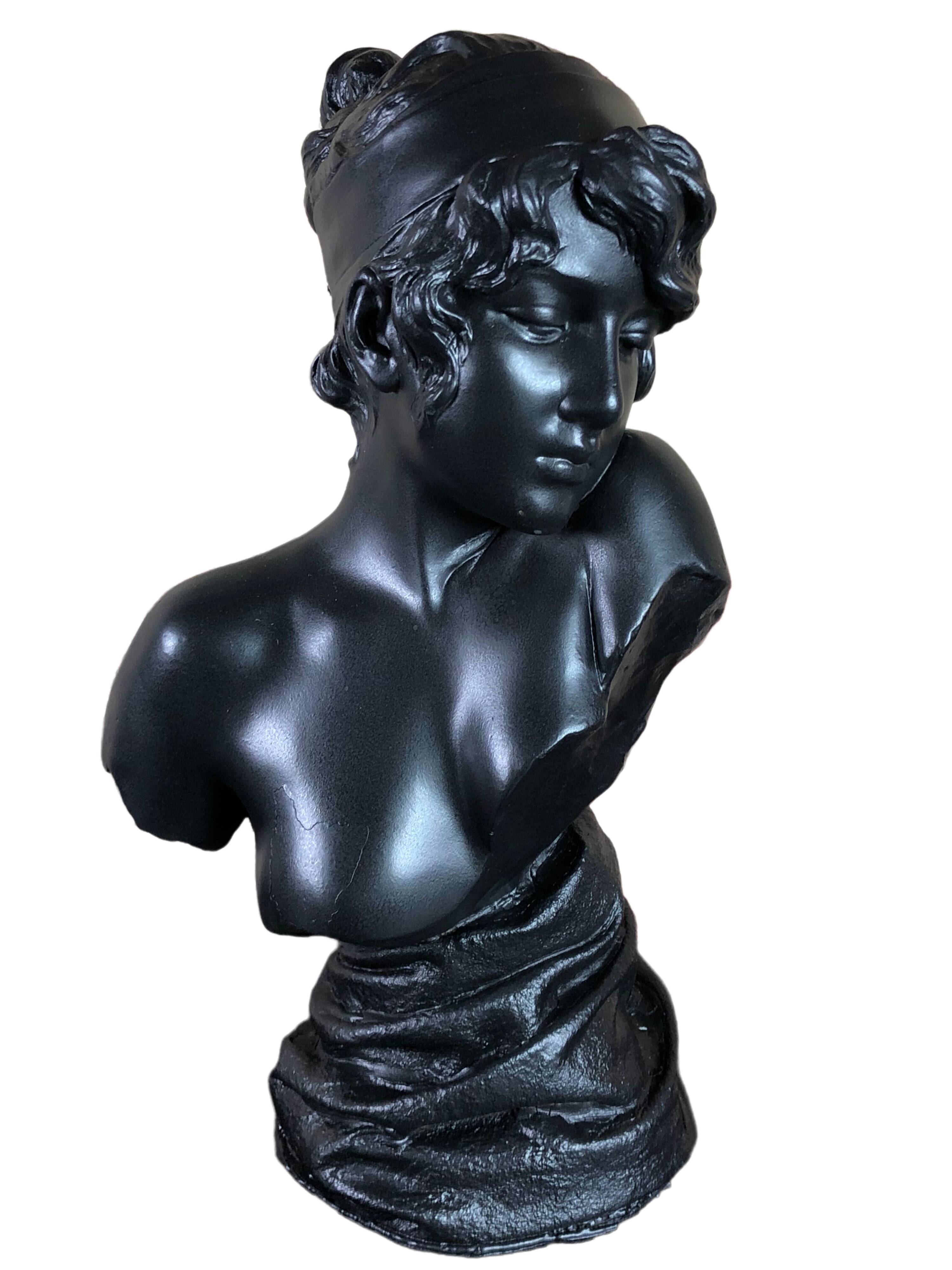 Art Nouveau woman bust in plaster signed E.Villanis