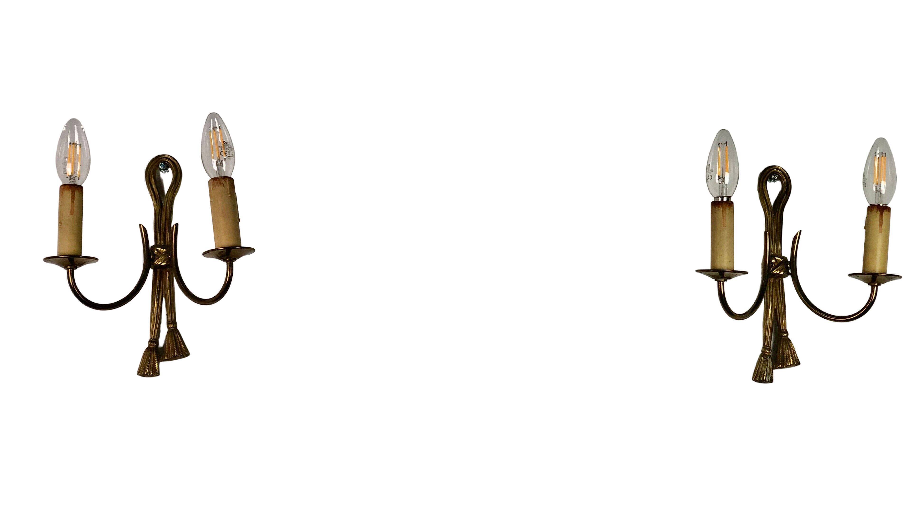 Wall lamps (the pair) in vintage bronze 70'S