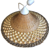 Suspension made of rattan, raffia and rope