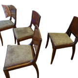 Ensemble de 4 chaises art déco plaquage palissandre