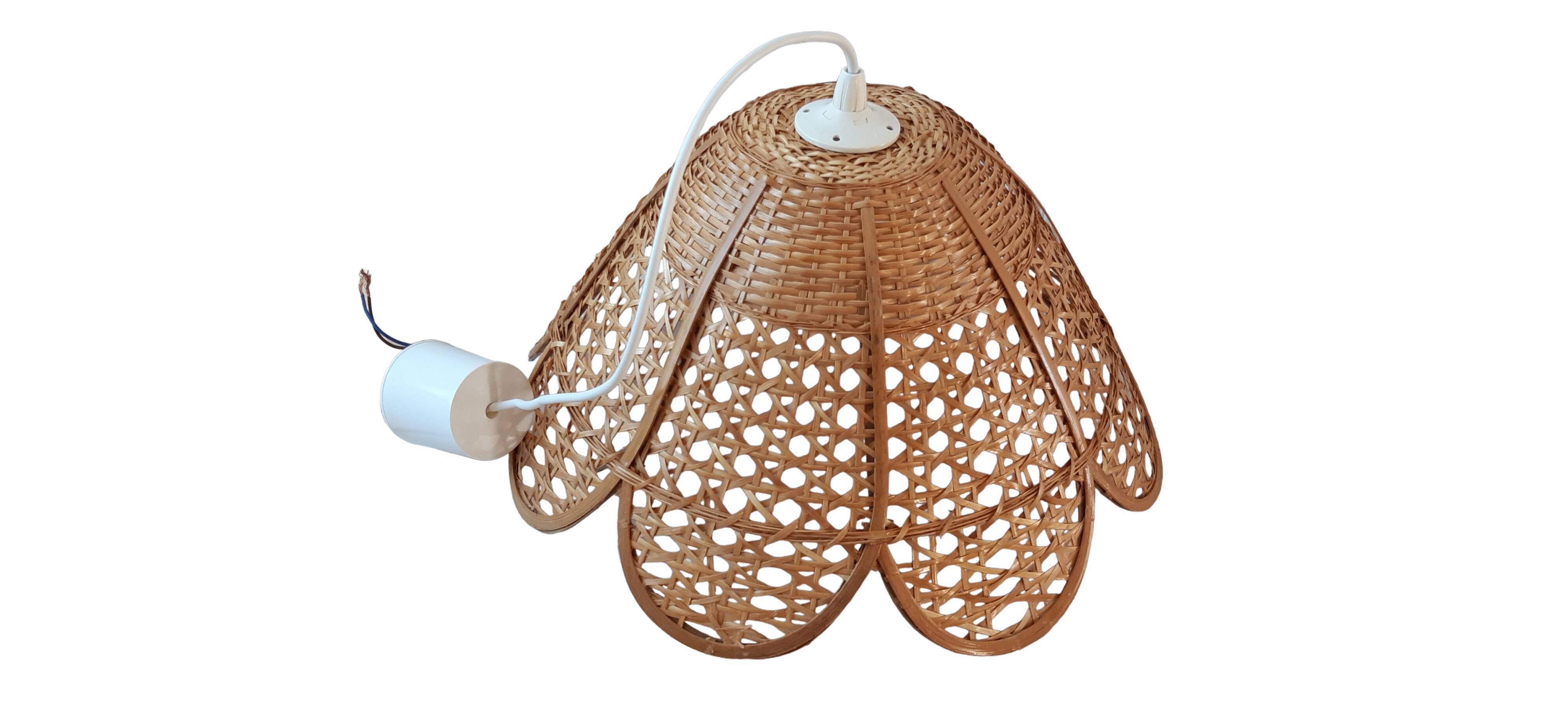 Wicker suspension / rattan flowers petal 70s