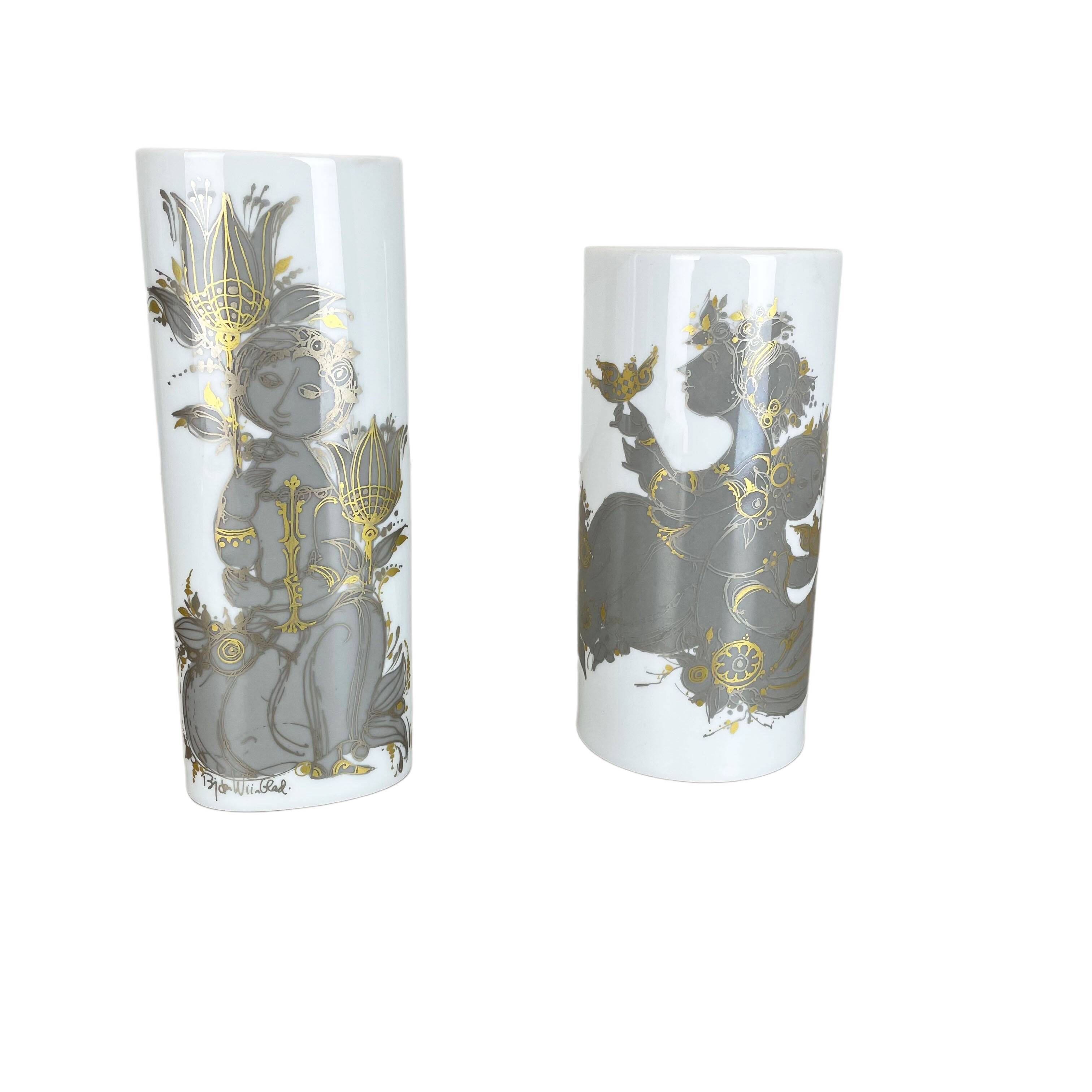 Set of 2 Porcelain Vase by Björn Wiinblad for Rosenthal Studio Line Germany 1970