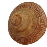 Asian hat in braided wicker and bamboo 70s