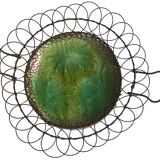 Assiette barbotine entourée fil de fer
