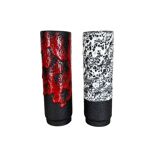 Set of Two Pottery Fat Lava Vases "Black-red-white" by Jopeko, Germany, 1970s
