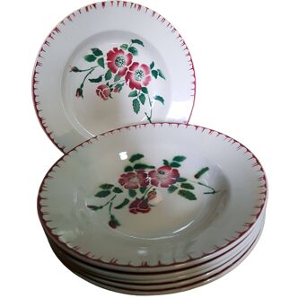 Set of 6 hollow plates Sarreguemines
