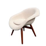 Armchair shell, renovated fabric with buckles, design F.Jiràk for Vertex, vintage Czech 1960s