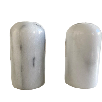 Salt and pepper shaker in Carrara marble, 70s