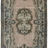 Handwoven overdyed oriental grey carpet 1970s, 210 x 326 cm