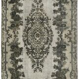 Handmade distressed turkish 1980s 181 cm x 292 cm grey rug