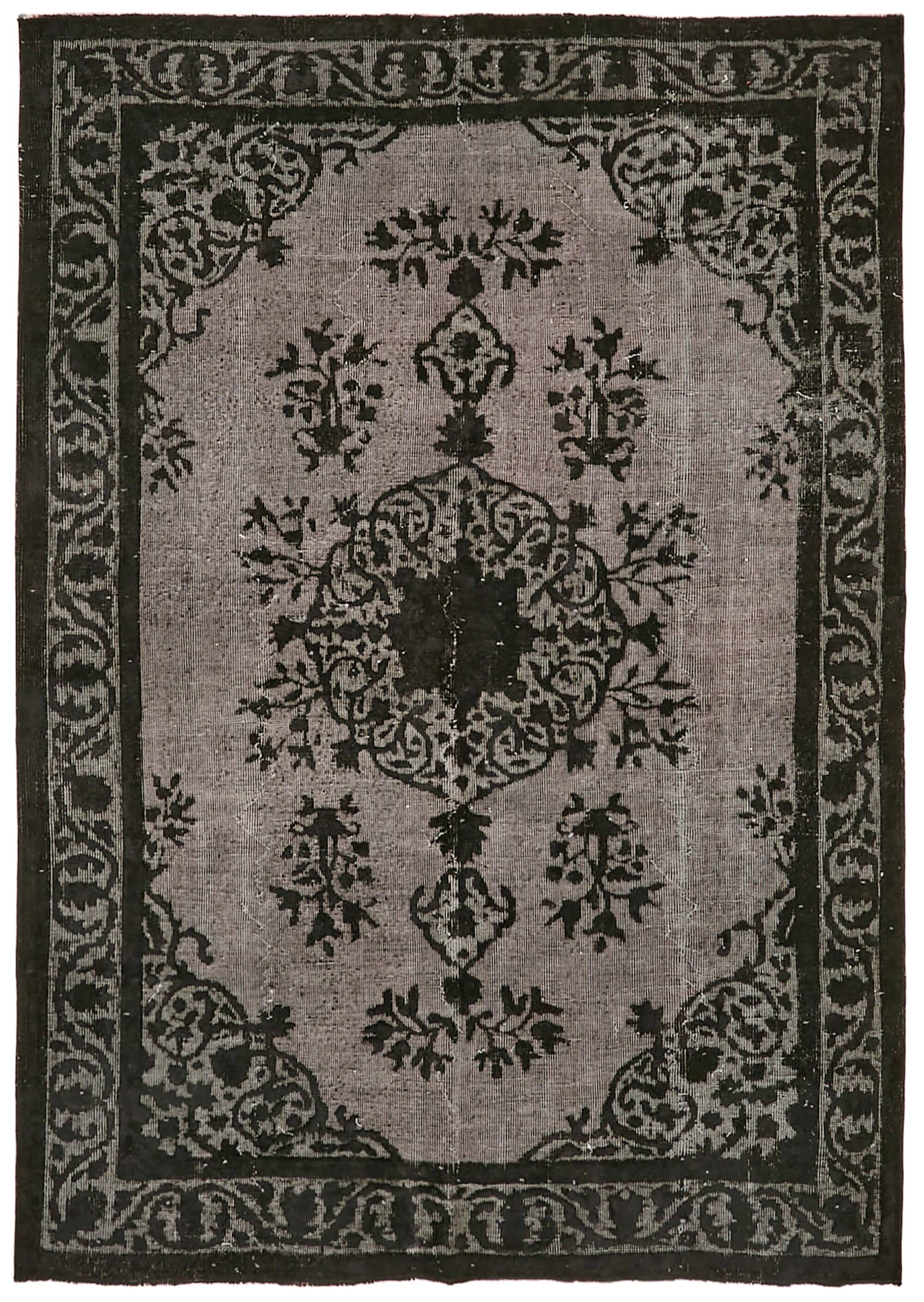 Hand-knotted carved anatolian 1970s 173 cm x 244 cm black carpet