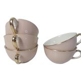 5 cups Villeroy & Boch pink and gold by Lucien Engel