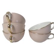 5 tasses Villeroy & Boch rose et or par Lucien Engel