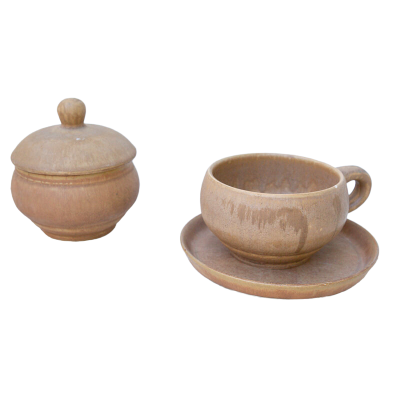 Tea cup, saucer and sugar pot Rhodaceram