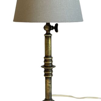 Solid brass lamp and vintage fabric