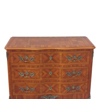 Chest of drawers Louis XIV regency in marquetry and bronze