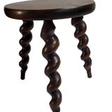 Turned wood tripod stool