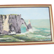 Huile sur bois encadrée et signée henri merlet, falaise d’etretat