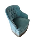 Upholstered velvet toad armchair