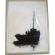 Oil on Wood Framed and Signed Henri Merlet : Fishing Boat between Dog & Wolf