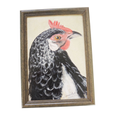 Oil on Wood Framed and Signed Henri Merlet : Coq Noir