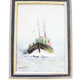 Oil on Wood Framed and Signed Henri Merlet : Fishing Boat of Face