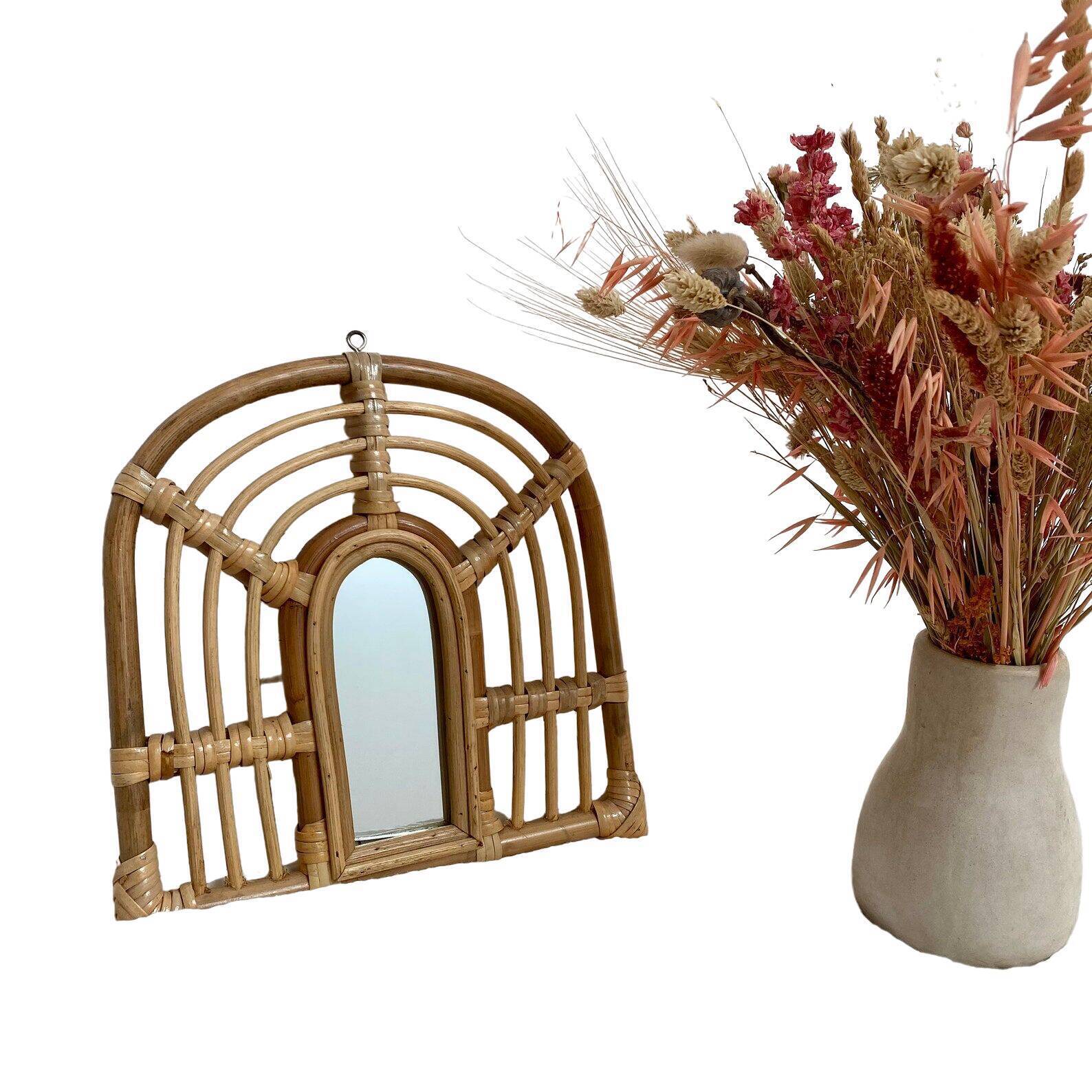 Miroir arche en rotin