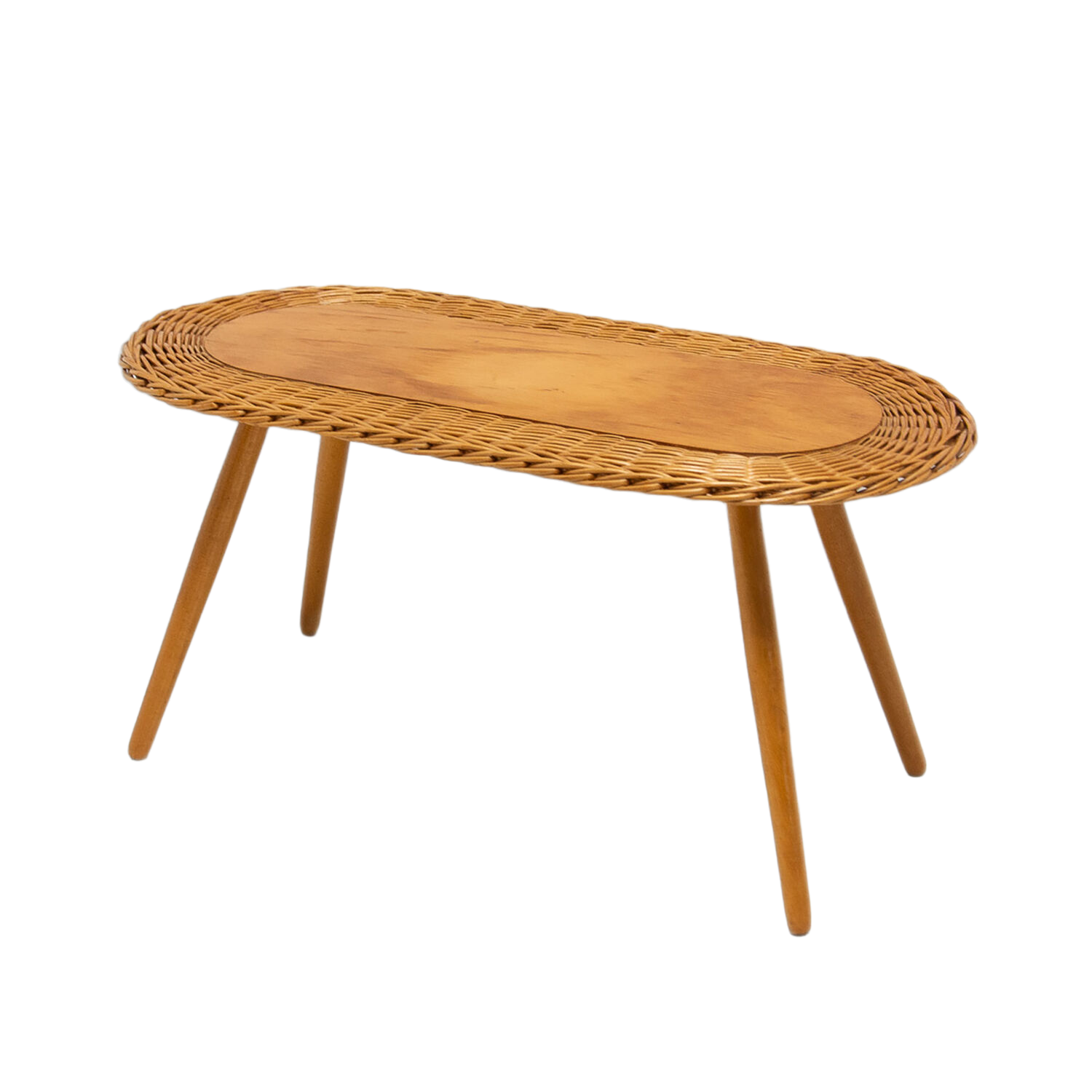 Mid century rattan stool by Jan Kalous for ÚLUV, 1960´s, Czechoslovakia