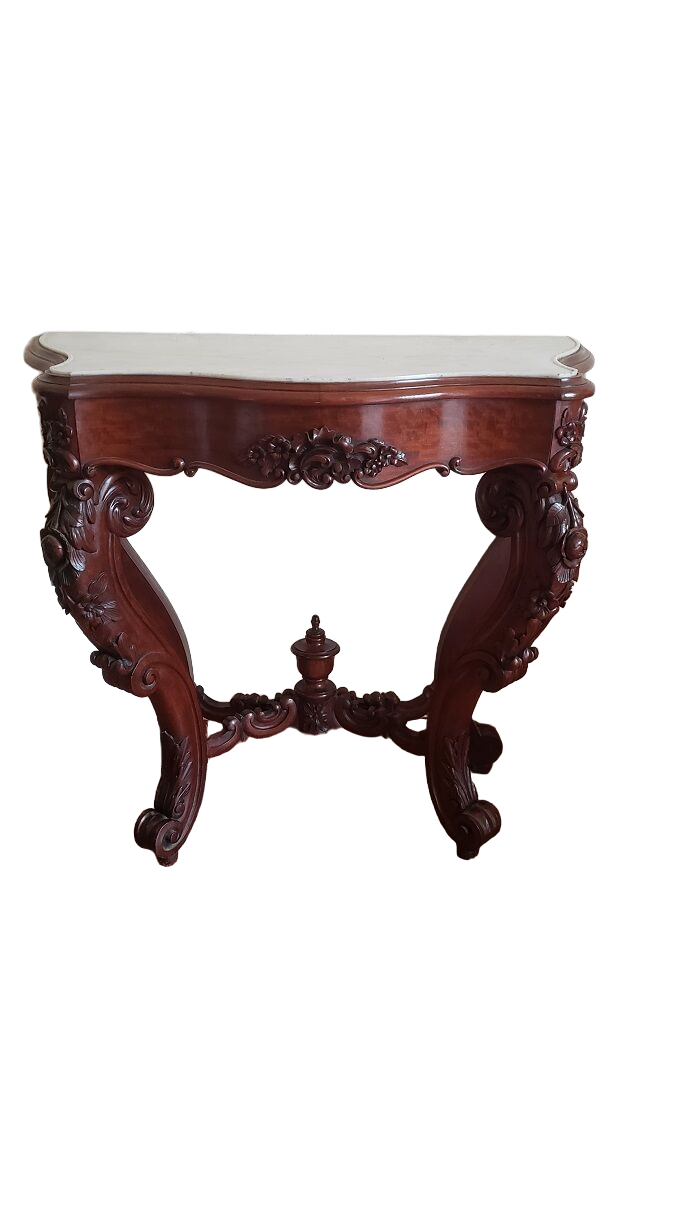 Console bois sculpté et marbre