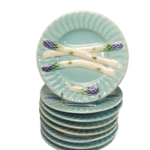 8 plates with old asparagus in slurry, early XXth century