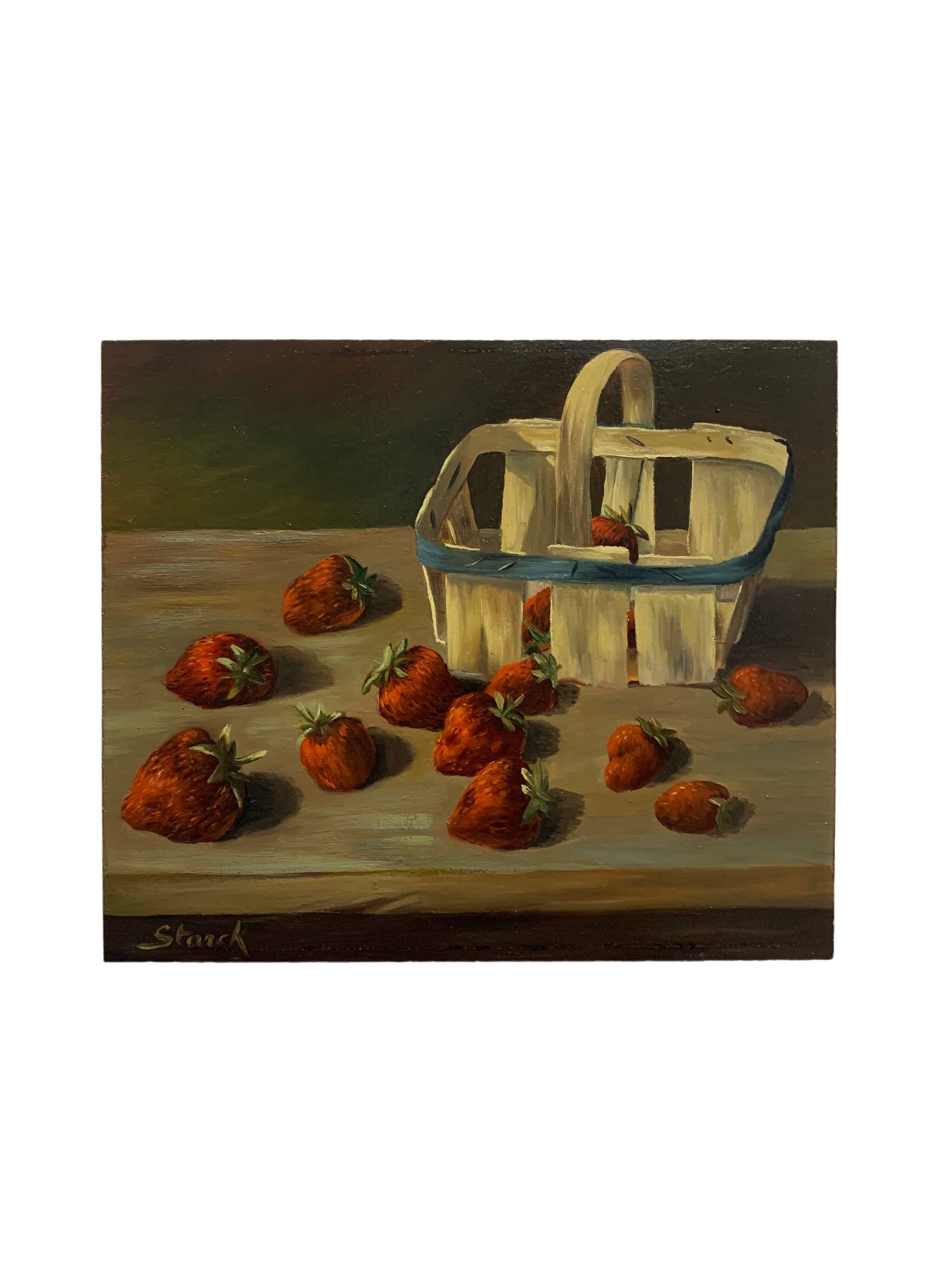 Still life painting strawberries