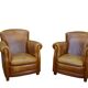 Paire de fauteuils club vintage en cuir